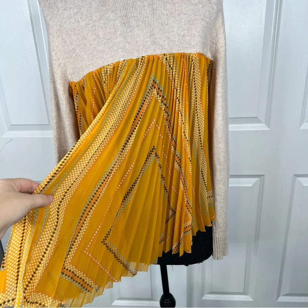 Sz XL Anthropologie Moth Mock Neck Sweater with Mixed Media Back $128 MSRP